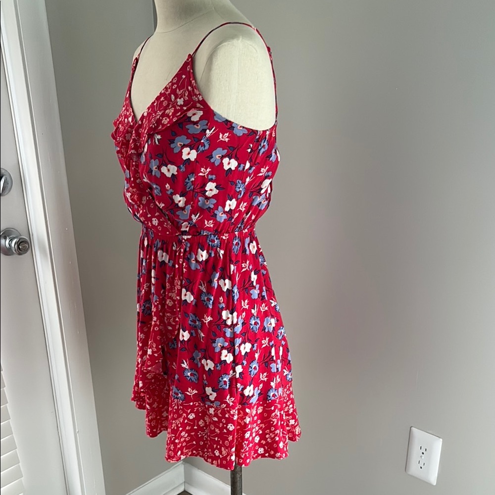 Express Red and Blue Ruffle Mini Dress - Picture 2 of 10